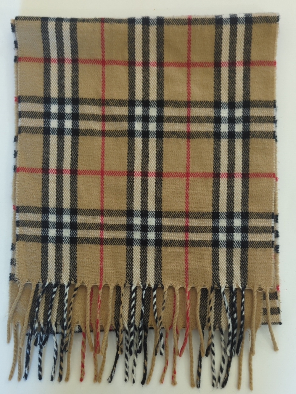 Burberry Beige Black White Red Classic Check Scarf